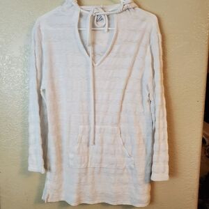 LOFT White Terry Cloth Hoodie Swimsuit Cover up Sweater
